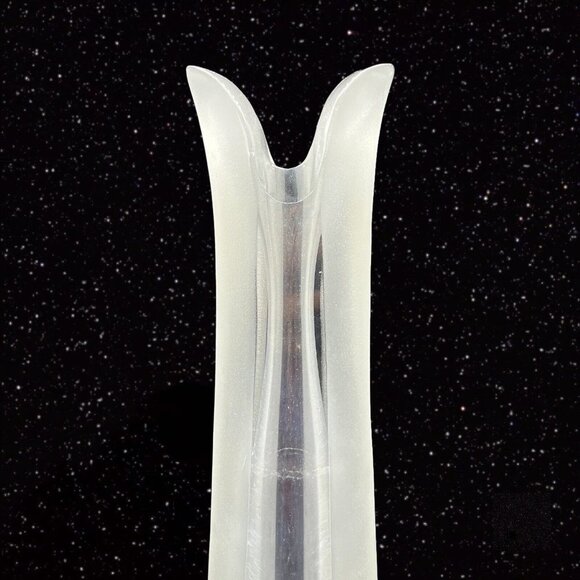 Vintage Polish Art Glass Vase Large Tall Frosted Clear Glass Signed By Artist - Picture 2 of 13